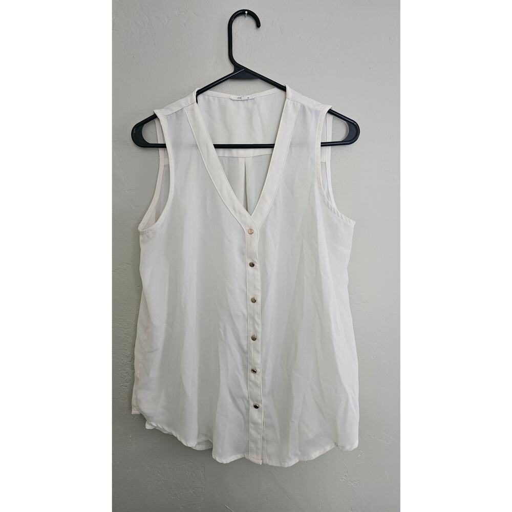 Maurices Cream Sheer Sleeveless Button Up Blouse - Women's Size Medium